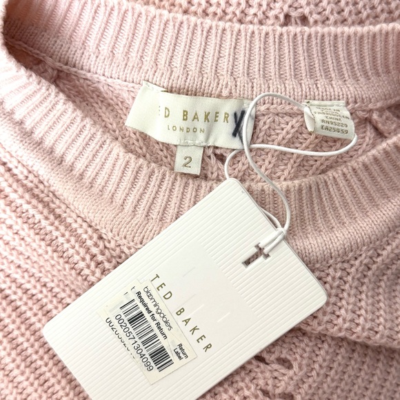 NWT TED BAKER Ballerina Pink Knit Crewneck Structured Sleeve Pullover‎ Sweater S - Picture 6 of 8